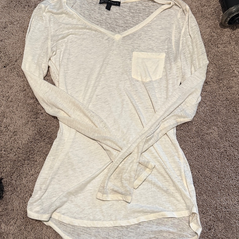 Women's Cream sheer Long Sleeve Top